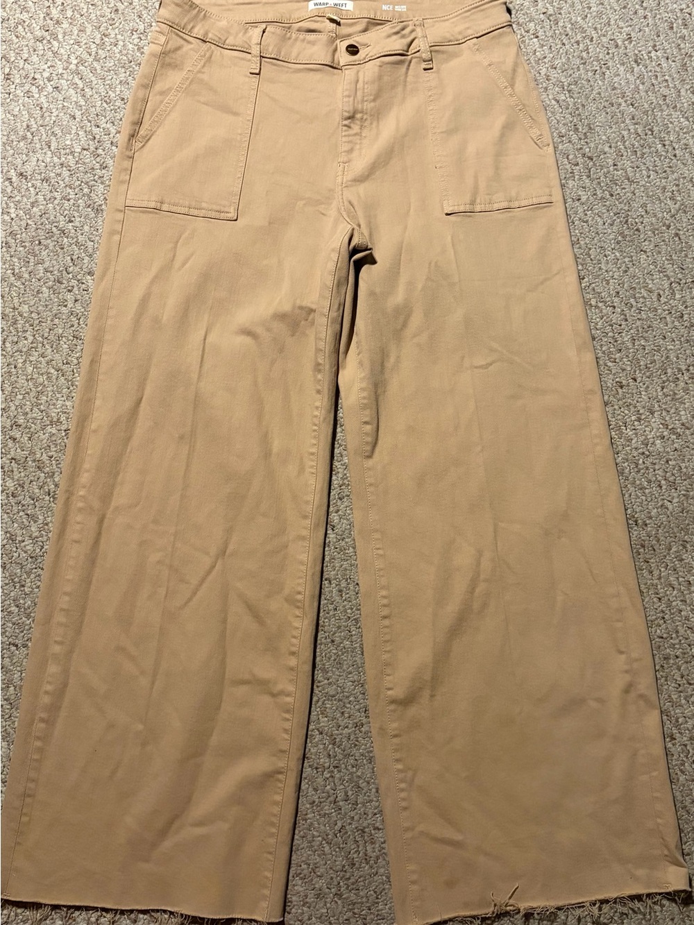 Warp + Weft Wide-Leg Tan Utility Pants